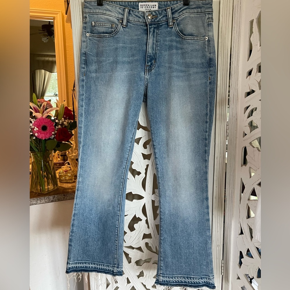 NWOT Derek Lam IO Crosby Gia Cropped Fringe Jeans Size 30